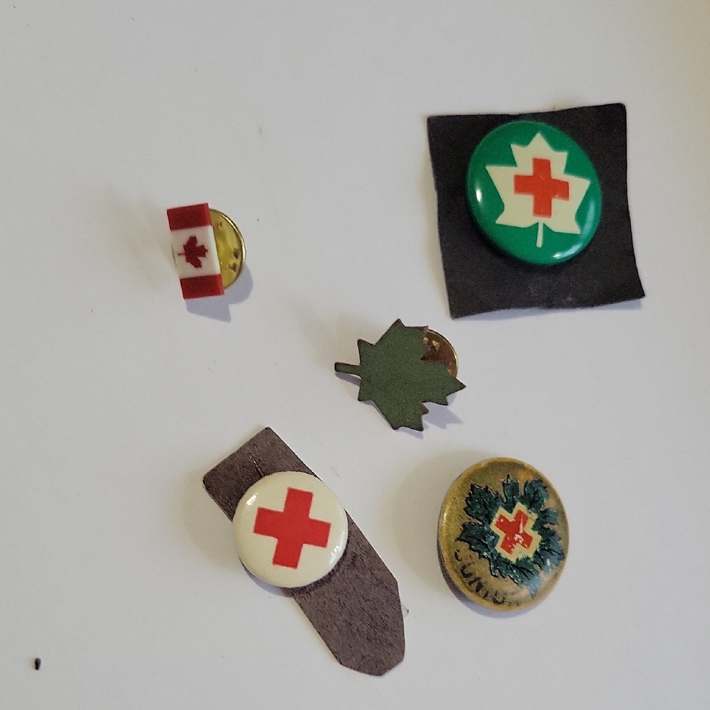 Assorted Red Cross and Maple Leaf Pins